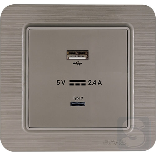 Розетка USB-A + USB-C 5V-2.4A Arvia Electric Lavin Медь (21 28 4010 304)